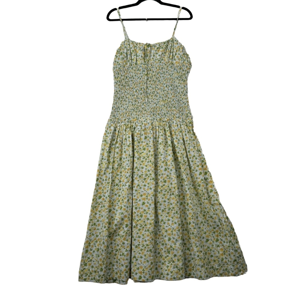 NWT Free People Lavender Daze Dress Greyed Olive Floral Smocked Large - Picture 2 of 14